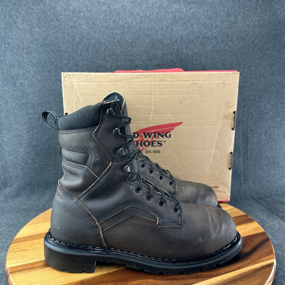 Red Wing 8 Inch Boots Men's Size 8.5D Waterproof Steel Toe Metguard Leather 4435